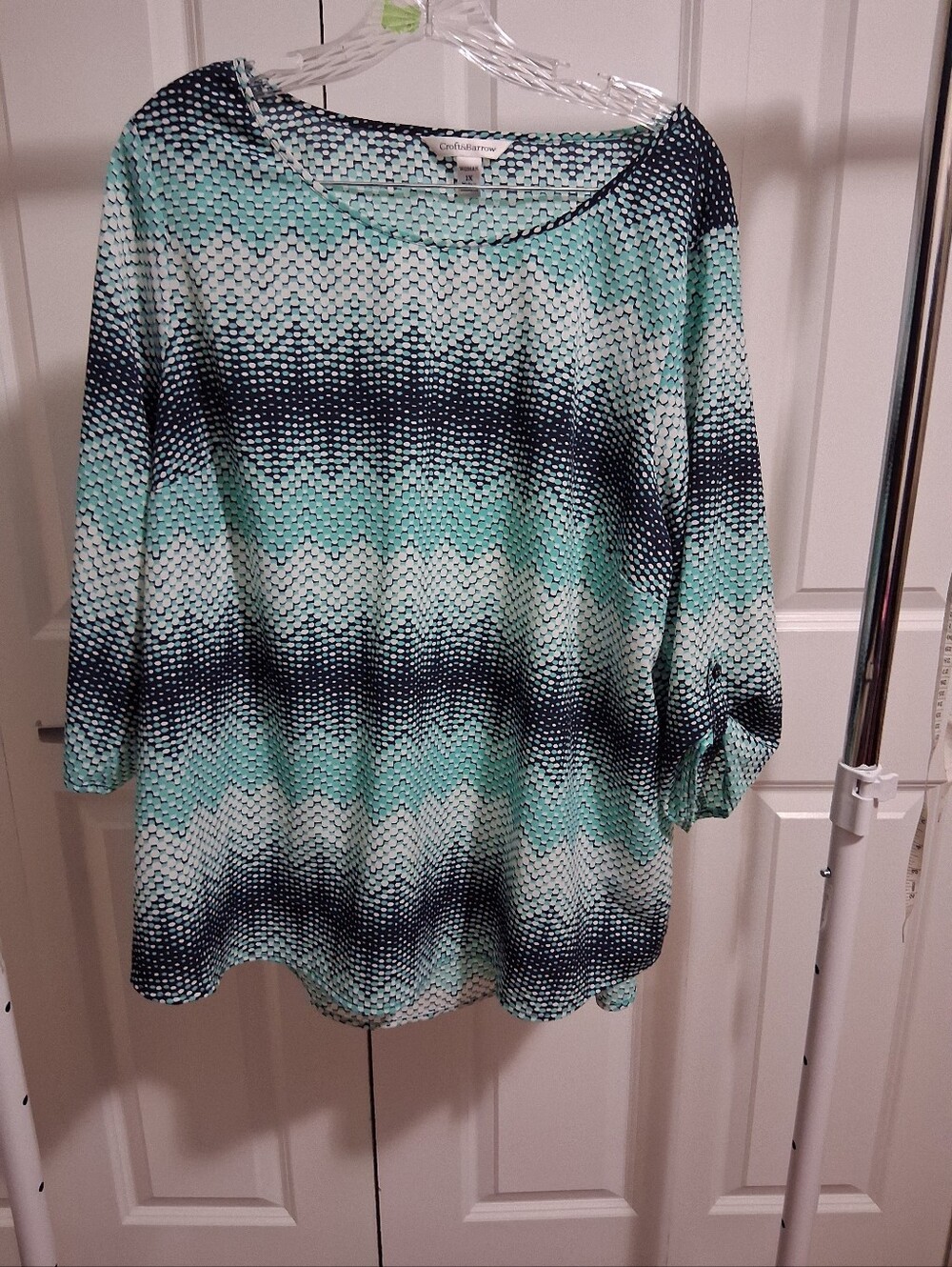 Mint and Navy Zigzag shirt